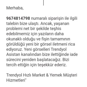 Trendyol Market Siparişimde Eksik Ürün Ve İade Sorunu