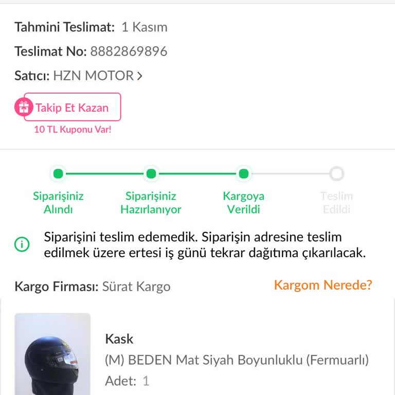 Kayseri Hacılar Şubesi Kargo Teslimat Sorunu