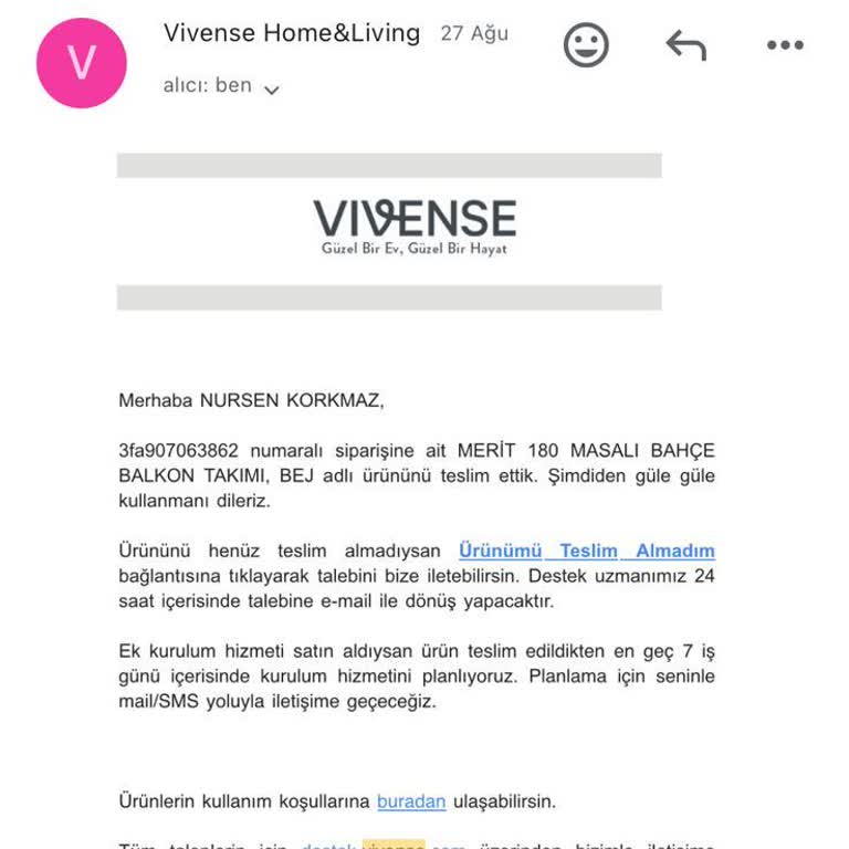 Vivense'den Aldığım Bahçe Takımı Hayal Kırıklığı Yarattı