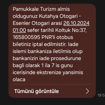 İade Edilmeyen Bilet Ücreti Ve Ulaşılamayan Müşteri Hizmetleri