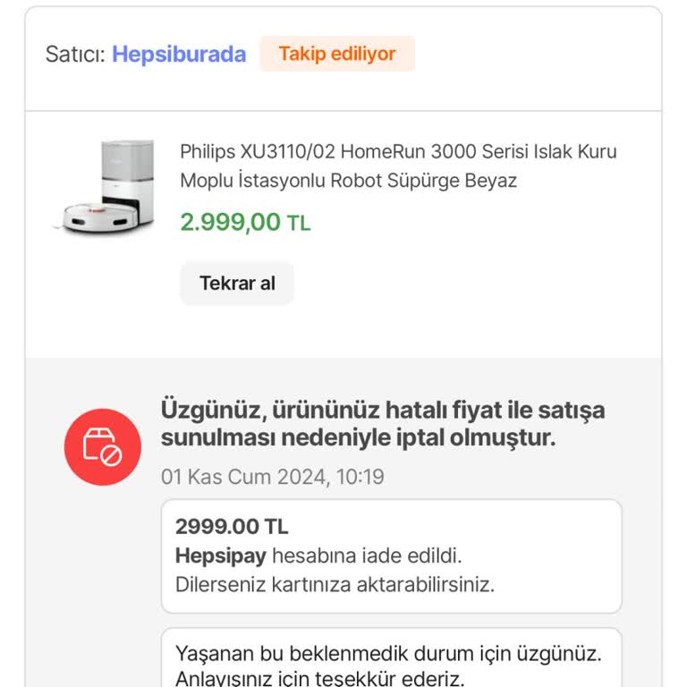 Hepsiburada'da Sürekli İptal Edilen Siparişler