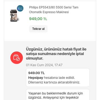 Yanlış Fiyatlandırma Nedeniyle İptal Edilen Sipariş Sorunu