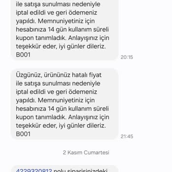 Yanlış Fiyatlandırma Nedeniyle İptal Edilen Sipariş Sorunu