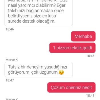 Eksik Pizza Ve Yetersiz İade Mağduriyeti