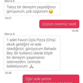 Eksik Pizza Ve Yetersiz İade Mağduriyeti