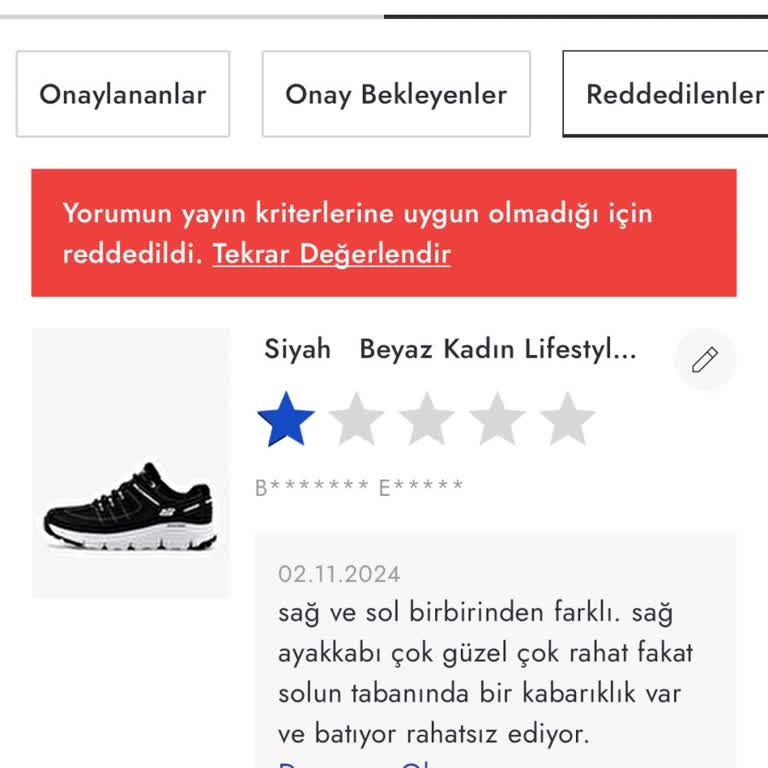 Skechers Ayakkabıda Rahatsız Edici Kabarıklık