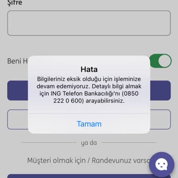 ING Mobil Uygulama Ve Müşteri Hizmetleri Sorunu