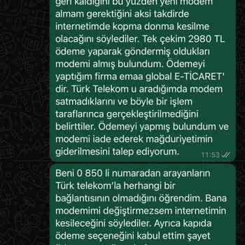 Yanıltıcı İnternet Modemi Satışı Hakkında Şikayet