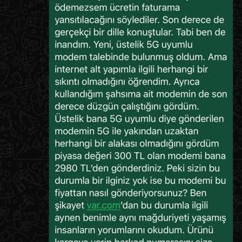 Yanıltıcı İnternet Modemi Satışı Hakkında Şikayet