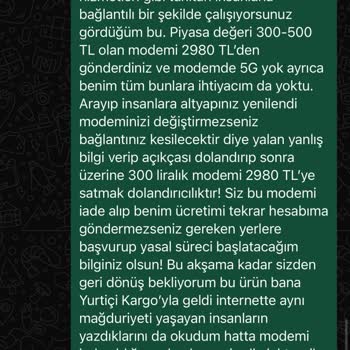 Yanıltıcı İnternet Modemi Satışı Hakkında Şikayet