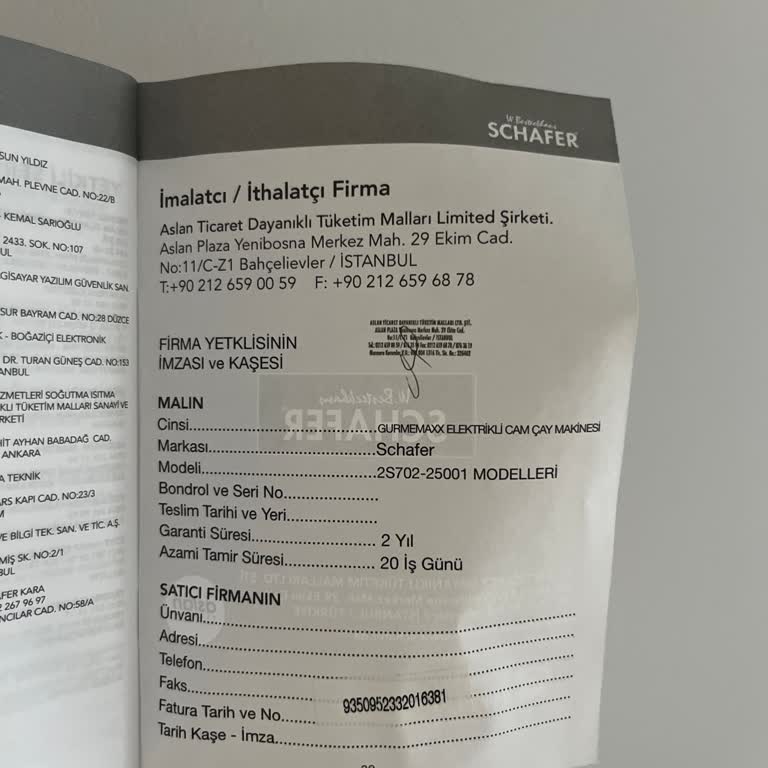 Yedek Parça Krizi: Schafer Gourmemaxx Çay Makinesi