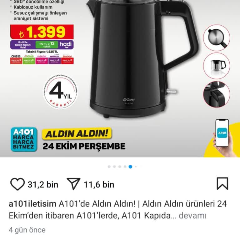 A101'den Alınan Arzum Çaycıda İade Sorunu