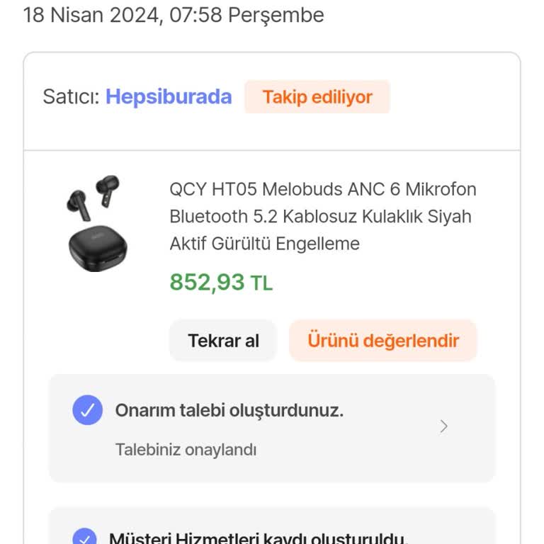 Hepsiburada Arızalı Kulaklık Ve İade Sorunu