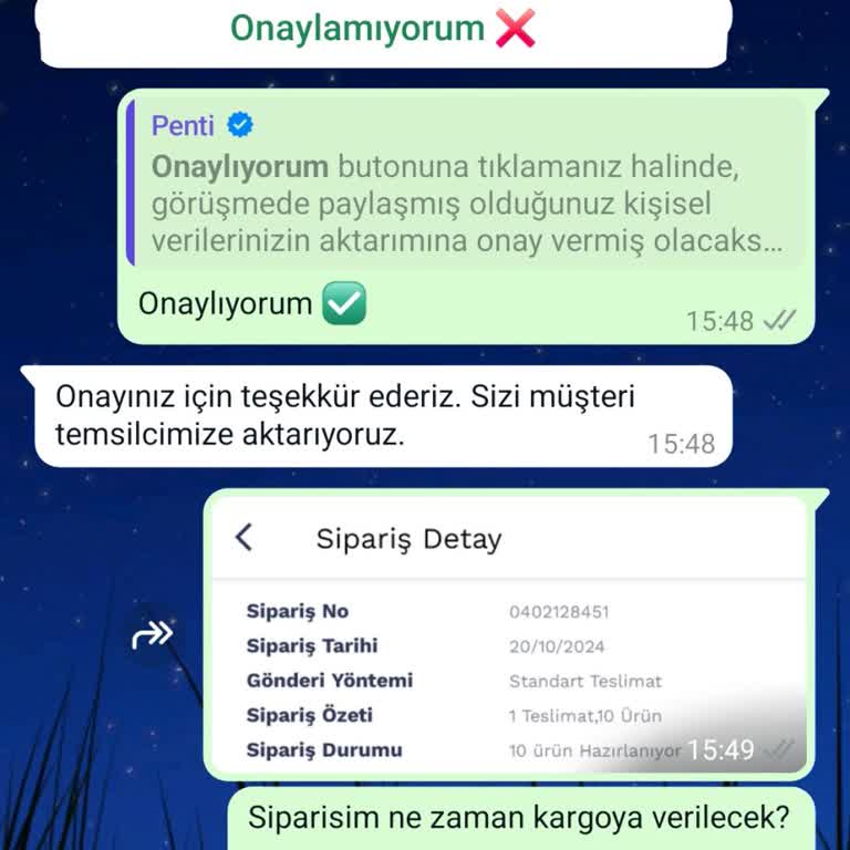 Penti'den Siparişlerim Neden Hala Kargoya Verilmedi