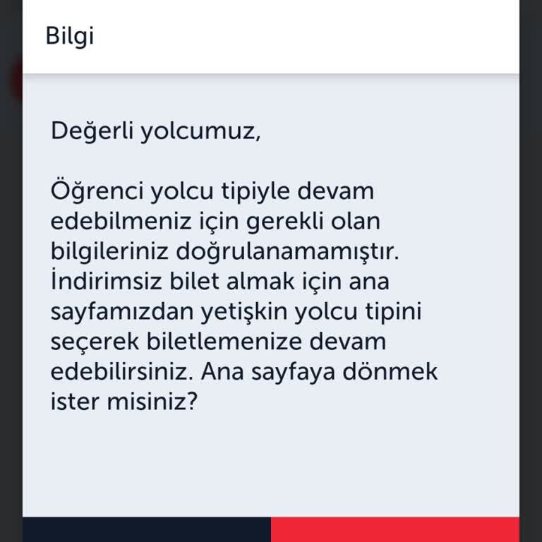 Türk Havayolları Öğrenci İndirimi Doğrulama Sorunu