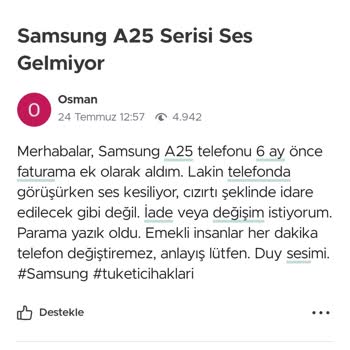 Teknosa'dan Aldığım Telefonun Ses Sorunu Çözülmüyor