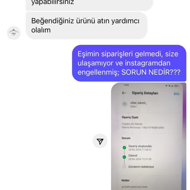 Sibel Tekstil (sibel_tekstil_) Mağdur Etmesi
