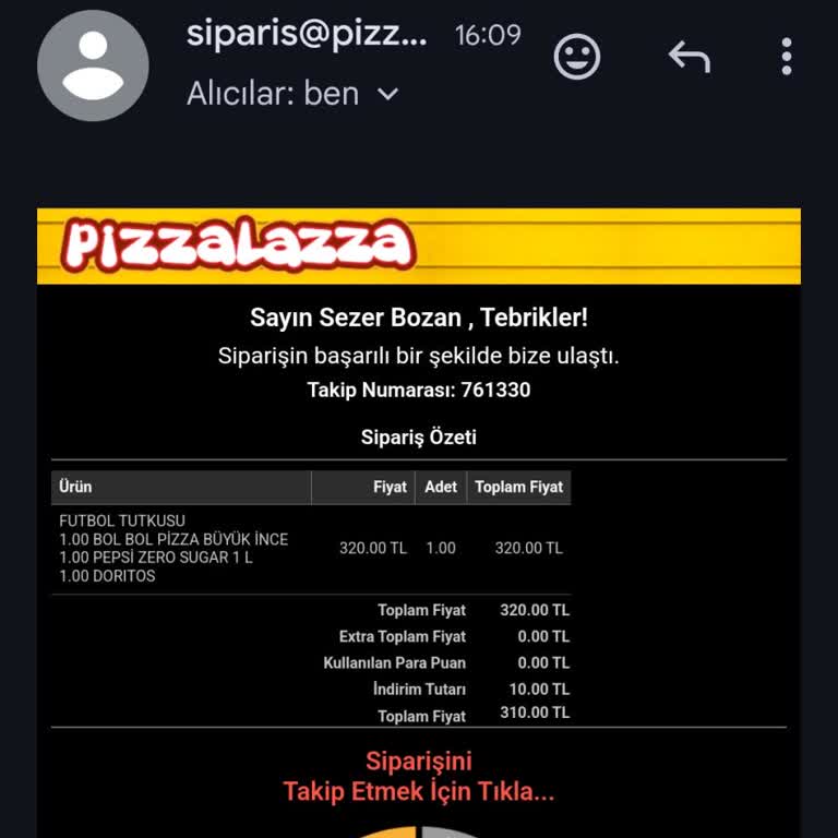 PizzaLazza Çerkezköy Şubesinde Teslimat Gecikmesi Ve İletişim Sorunu