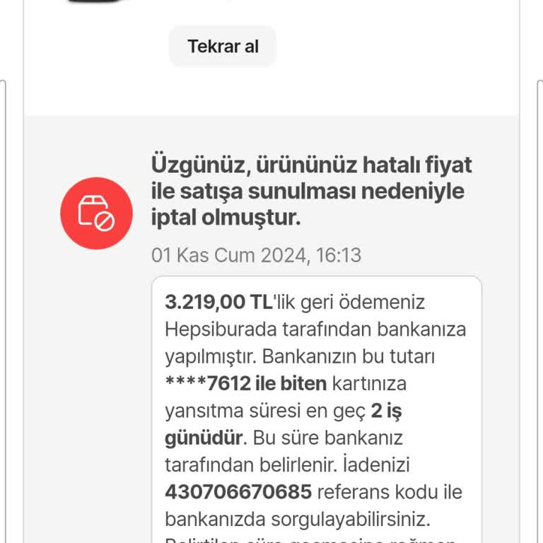 Yanlış Fiyatla İptal Edilen Sipariş Ve Kupon Sorunu