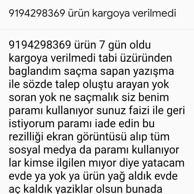 Ürün Teslimatında Gecikme Ve İletişim Eksikliği