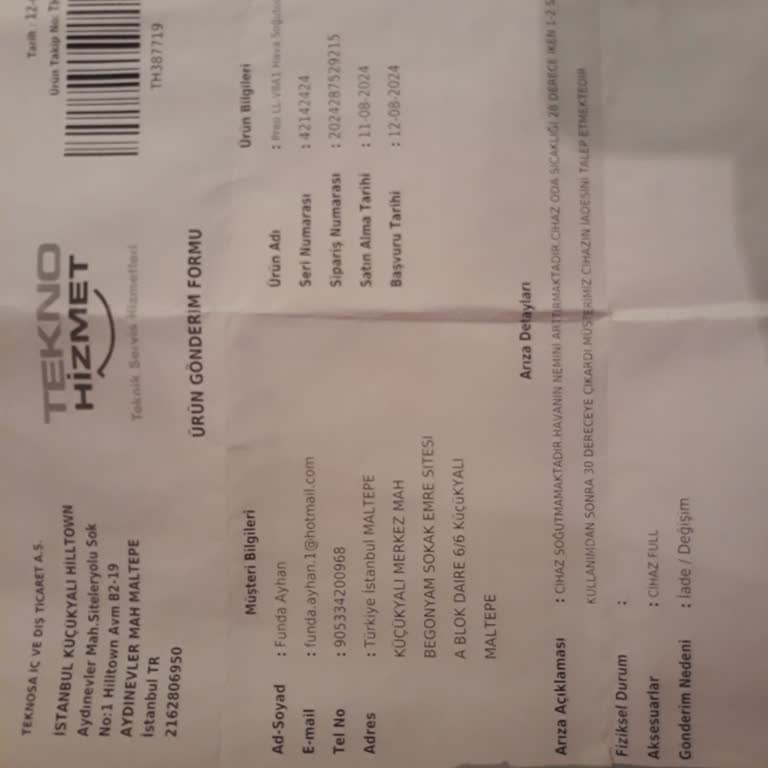 Teknosa'dan Aldığım Hava Soğutucu Sorunu Ve İade Süreci