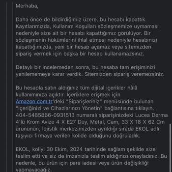 Amazon Hesap Kapatma Ve Hasarlı Ürün Mağduriyeti