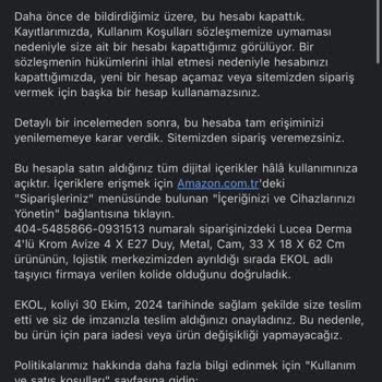 Amazon Hesap Kapatma Ve Hasarlı Ürün Mağduriyeti