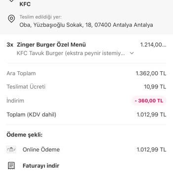 KFC Alanya Şubesi'nde Sürekli Eksik Sipariş Sorunu