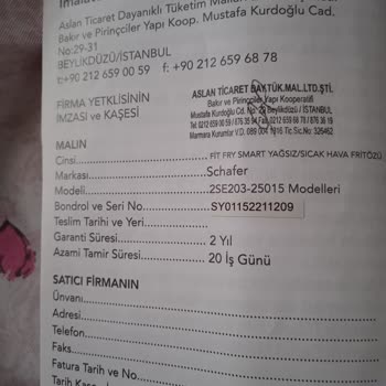 Schafer Airfryer'da Çizikler Ve Yavaş Pişirme Sorunu