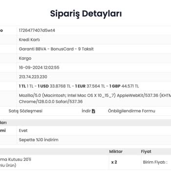 Teslim Edilmeyen Sipariş Ve İade Teklifi