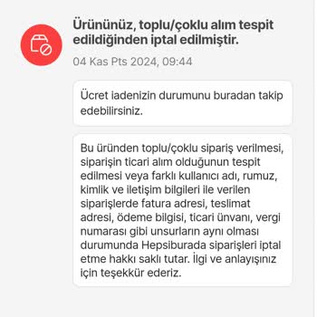 Hepsiburada'nın Hatalı Sipariş İptali Mağduriyeti