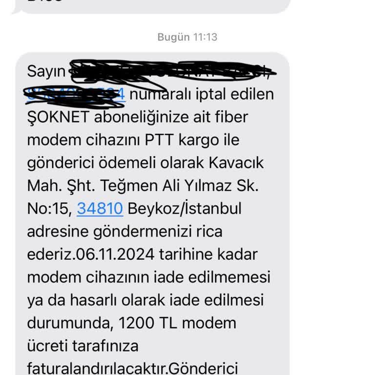 Şok Net'in Modem İadesi Talebi Ve Kötü Hizmet Deneyimi