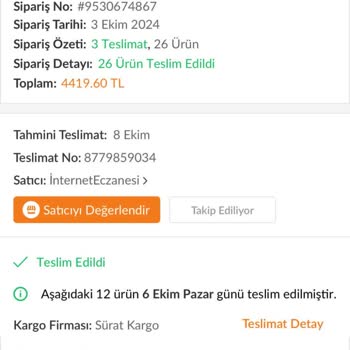 Eksik Gönderilen Serum Siparişi Mağduriyeti
