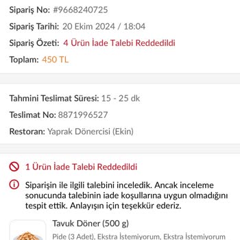 Trendyol GO'da Yanlış Sipariş Ve İade Sorunu