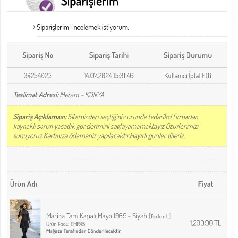 İptal Edilen Siparişin İadesi 4 Aydır Bekliyor