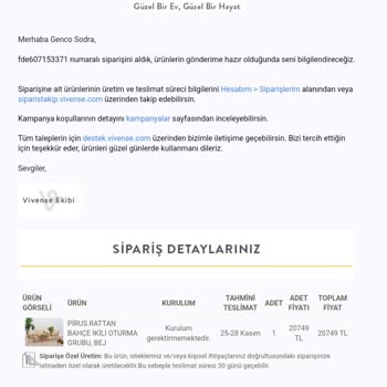 Vivense'den İptal Edilemeyen Sipariş Ve İletişim Sorunu