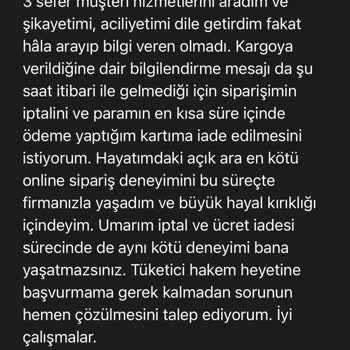 Eros.com.tr Sipariş Sorunu Ve İletişim Eksikliği