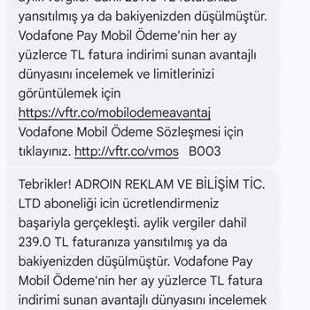 Vodafone Pay Habersiz Yapılan Ödemeler!