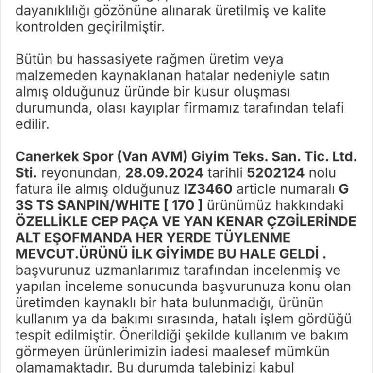 Adidas Ürün Kalitesi Ve İade Sorunu