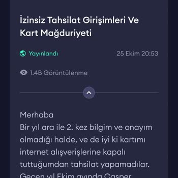 Yetkisiz Kart Kullanım Girişimleri