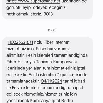 Superonline İnternet Hizmeti Alamama Ve Yüksek Cayma Bedeli