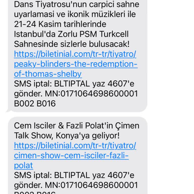 Biletinial'ın Israrlı Tanıtım SMS'leri: Abonelik İptali Sorunu