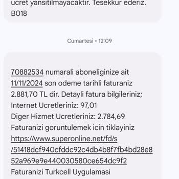 Verilmeyen Hizmet İçin Fatura Şoku