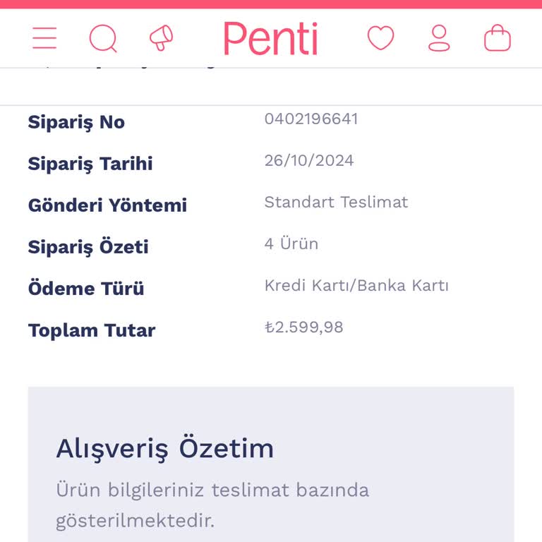 Penti Kargoda Bekleyen Pijama Siparişi