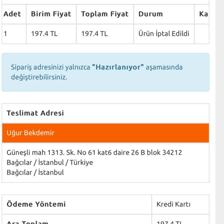 Kitap Siparişi İptali Ve Ücret İadesi Sorunu