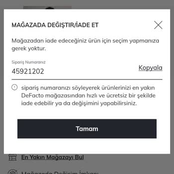 DeFacto Uygulamasında İade Sorunu