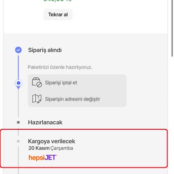 Erken Siparişin Teslimat Çilesi