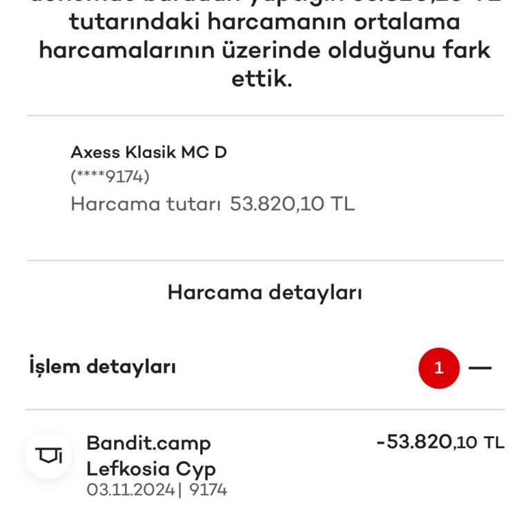 Akbank Axess Kartımdan Bilgim Dışında Yüksek Tutar Çekildi
