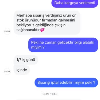 Mylove Butik'ten Alışverişte Teslimat Ve İletişim Sorunları