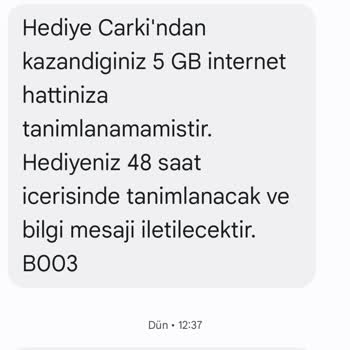 Vodafone Çark Çevirme Sonrası Kazanılan İnternet Yüklenmedi